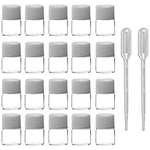 Oil Bottles for Essential Oils 50 Pcs 1 ml 1/4 Dram Transparent Glass Vials Bottles, with Orifice Reducers and White Caps, 0.5ml 2 pcs Pipettes Droppers for Essential Oils Aromatherapy with