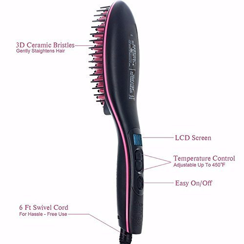 DEBIRE Hair Straightener Comb Brush with LCD Screen (Multicolour) 2