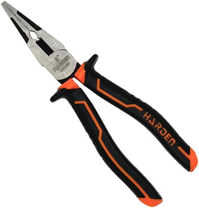 Edward Tools Harden Pro Needle Nose Pliers 8” - Heavy Duty Long Nose Pliers - Wire Cutter - Ergo Soft Grip Handle with Safety Ridge - For Home, Fishing, Jewelry, Crafts