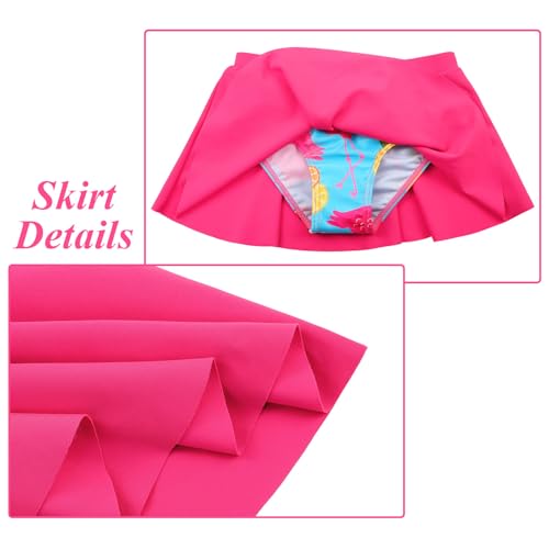 Image of BAOHULU Girls Two Piece Swimsuits Rash Guard Ruffle Bikini Skirt Short Sleeves Beach Dress Swimwear UPF 50+ 3-12Y