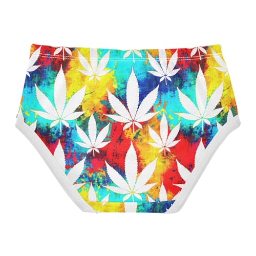 Joisal White Leaves Colorful Grunge Toddler Underwear Floral 2t Cotton Little Girl Panties Fun Kids Briefs Undies2