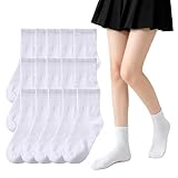 15 Pares Calcetines blancos de algodón para niños,Calcetines Escolares de algodón para Niños y Niñas,Calcetines...