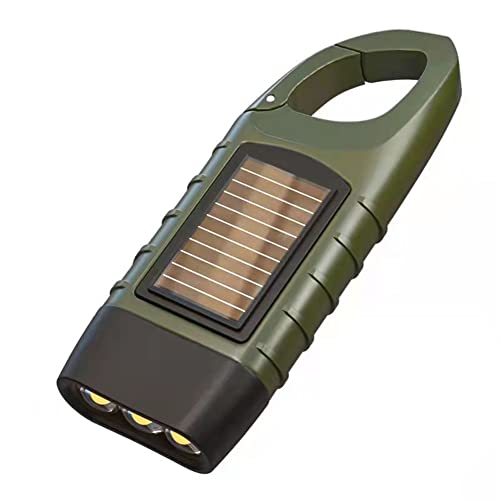 Gulbunda Handkurbel Wiederaufladbare Taschenlampe, Solar Led Dynamo Notlicht Im Freien, Tragbar Camping Lampen, Mit Karabinerhaken Zum AufhäNge (Grün), GTT098594-1 Cover