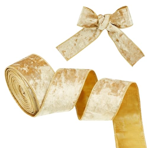 OLYCRAFT Nastro in velluto di seta marrone, 2,7 m, con bordo grezzo, larghezza 75 mm, fatto a mano, spessore 1 mm, nastro in velluto sfilacciato, per inviti di nozze, fai da te