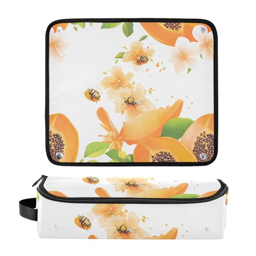 Bolsa de Viaje para Herramientas de Pelo para Mujeres con Almohadilla Resistente al Calor Impermeable, Organizador de Viaje para Plancha, Herramientas Calientes y Accesorios para el Cuidado del Cabello, Sweet Pawpaw Fruit Blanco miniatura 3