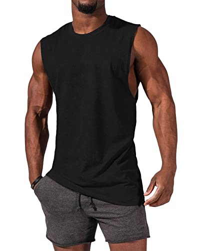 Tank Top Herren, Ärmelloses Muskelshirts Gym Sport Unterhemd Männer T Shirt Herren Fitness Trägershirts Tee Top für Men Schwarz S