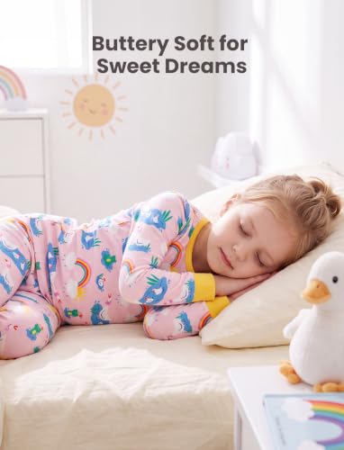 Image of PATPAT Bamboo Viscose Pajama Sets for Toddler Boys & Girls Baby Kids, Ultra-soft Snug fit Pjs Sleepers for Birthday Holiday