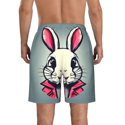Bunny Rabbit Print Mens Casual Shorts Drawstring Summer Beach Stretch Shorts Novelty Swimtrunks3
