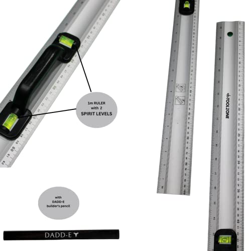 1m (40) straight edge ruler bundle includes 2x meter-long aluminium ...