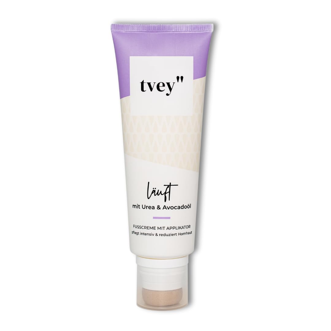 tvey" Fußcreme für sehr trockene Füße mit 10% Urea, Sheabutter & Avocadoöl - Effektive Fusscreme gegen starke Hornhaut - Fusspflege Anti Hornhaut ohne klebrige Hände - Made in Germany 75ml Vegan