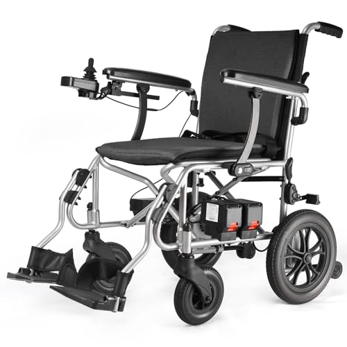 Zurcheel Ultra Lightweight 27 lbs Foldable Electric Wheelchair for Adults, Compact Portable Motorized Wheelchair for Seniors Power Wheelchair with Movable Battery