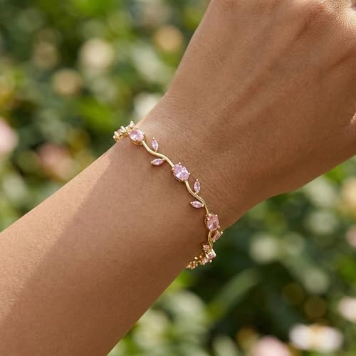Image of MIRAYHA VIral Tulip Bracelet for Women | Bloom Floral Tulip With Crystal Stones For Women & Girls| Gift for Girlfriend & Wife|Romantic Floral Crystal | Cute Aesthetic Korean Jewellery