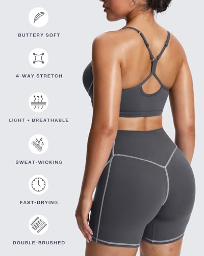 Image of Aoxjox Lexi Lined Sports Bra | color blocking, adjustable straps, women's workout fitness training gym yoga crop tank, moisture-wicking