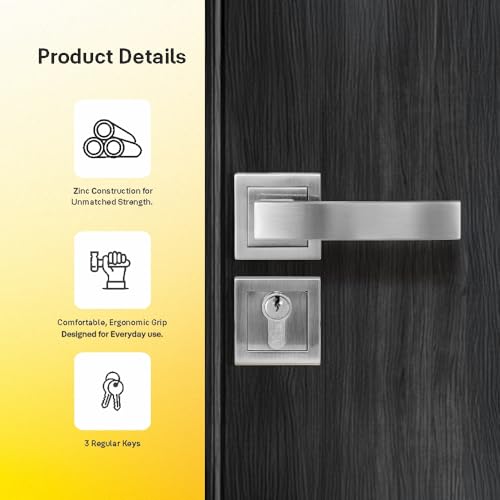 Image of Yale YECM-405-OR-TT-SS Mortise Door Lock for Bedroom /Home /Office /Hotel Suitable for Left /Right Handed Doors | Comes with Rose & Escutcheons with thumb turn, 3 KEYS cylinder and lock body (Satin Steel)
