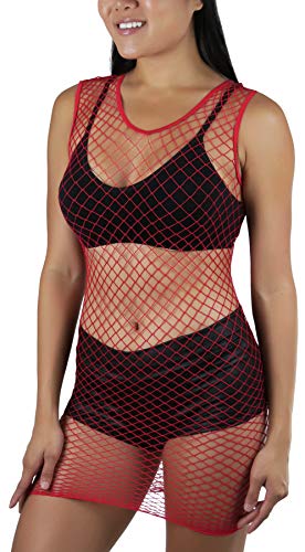 Image of ToBeInStyle Women's Stretch See Through Fishnet Novelty Mini Rave Party Dress