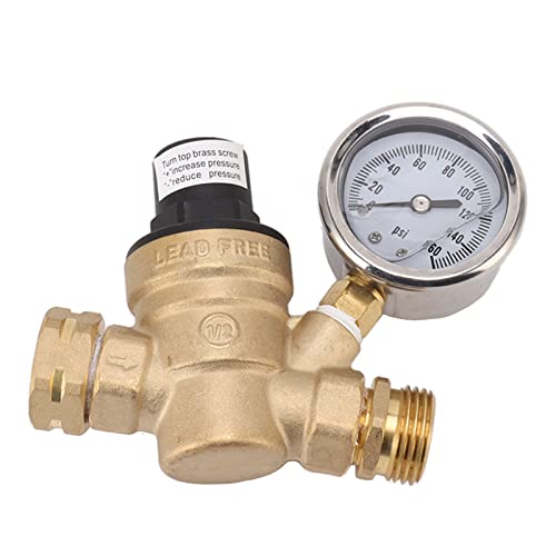 Water Pressure Regulator Valve, Brass Adjustable 3 4Inch Nh Thread Build In Oil Water Pressure Reducer Rv Water Pressure Regulator Valve Rv Camper Accessory For Rv Camper #TOP9