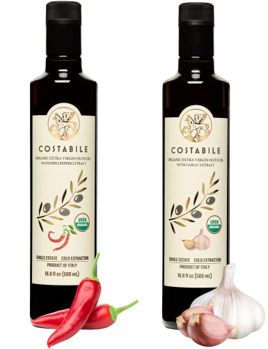 Garlic Infused Olive Oil & Chili Infused Olive Oil From Italy. Perfect Combo For Pizza, Bruschetta And Picante Bread Dipping Costabile #TOP9
