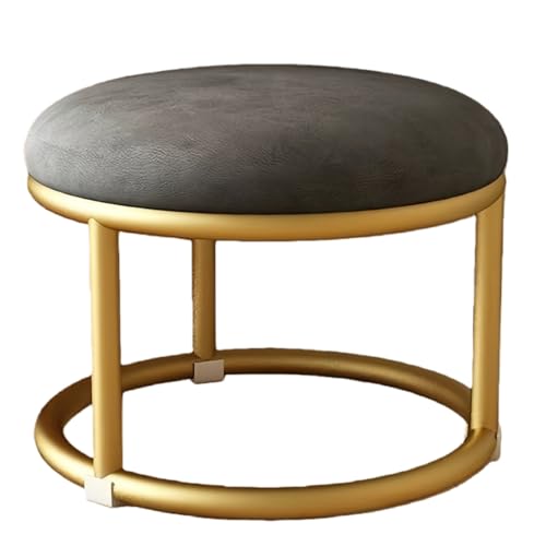 Dekuma スツール パイプ椅子 靴交換ベンチ 矮いスツール オットマン 1人掛け 鉄製 革の表面 丸い リバウンドスポンジ 軽量 ?丈 北欧 収納便利 腰掛け 来客用 食堂 オフィス 会議室 会社 玄関 一人暮らし 自宅用 (ダークグレー)