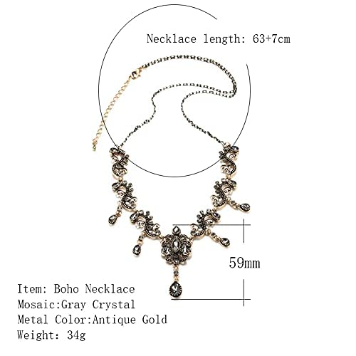 Collier de luxe cristal gris idÉe cadeau de mariage bohÈme chic
