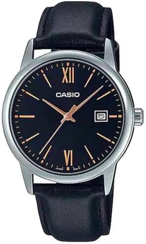 CASIO MTPV002L-1B3 Unisex Black/Silver Analog Watch with Black Band