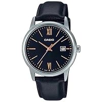 CASIO MTPV002L-1B3 Unisex Black/Silver Analog Watch with Black Band