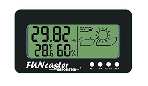 Tecscan Funcaster Barometer Ambient Weather Clock For Golf Cart, Boat, Home, Office Easy To See Time, Temp, Humidity, & Forecast #TOP1