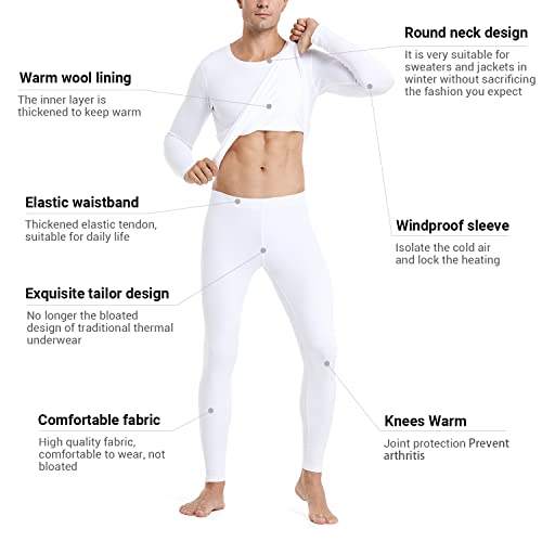Image of PISIQI Thermal Underwear Men Ultra-Soft Long Johns Set with Fleece Lined Base Layer Winter Skiing Warm Top & Bottom Black