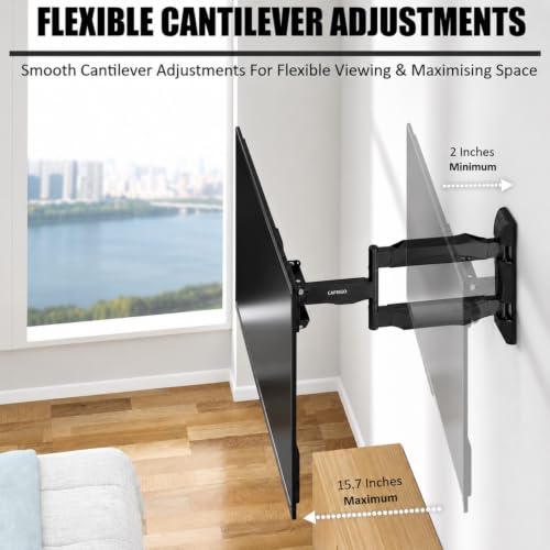 Image of Caprigo Full Motion TV Wall Mount Bracket for 32 to 55 Inch LED /HD /Smart TV's, Universal Heavy-Duty TV Stand for Wall with Swivel Rotation & Tilt Adjustments (M460 /P4)