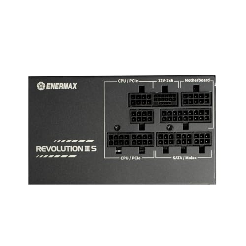 ENERMAX Revolution III S 1000W Black |80 Plus e Cybenetics Platinum |alimentatore completamente modulare ATX 3.1 | PCIe 5.1 12V-2x6 |ventola FDB da 120 mm semi-Fanless | 105°C jap. Caps |ERV1000P-AHP - Alimentatore - Immagine 3