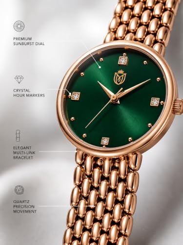 Image of MOOVER Analog Watch for Women & Girls | Luxury Bracelet Style Ladies Wrist Watch | Crystal Dial with Premium Stainless Steel Chain Strap | Fashion Watch for Daily Wear, Party & Gift