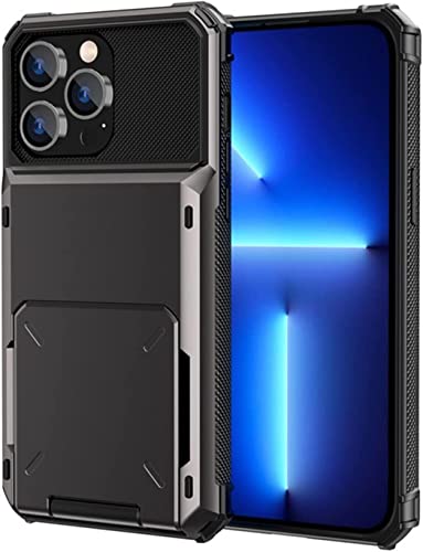 Étui de téléphone en métal iPhone 14 Pro Max gris antichoc rabat portefeuille