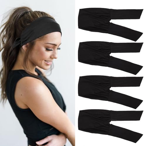 Wide Headband Headbands For Women Short Hair Non Slip Elastic Sweat Hairbands Soft Fabric Hair Bands Workout Yoga Running Sport Thin Hair Wrap For Girls Brown Headband - Foto 3