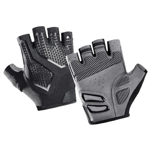 Avejjbaey Guantes de bicicleta de carretera con malla transpirable de medio dedo, absorben el sudor, durabilidad para largas distancias, protección solar, deportes y ciclismo