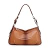 Kattee Soft Leather Hobo Handbags for Women, Genuine Top Handle Vintage Shoulder Purses (Brown)