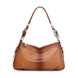 Kattee Soft Leather Hobo Handbags for Women, Genuine Top Handle Vintage Shoulder Purses (Brown)