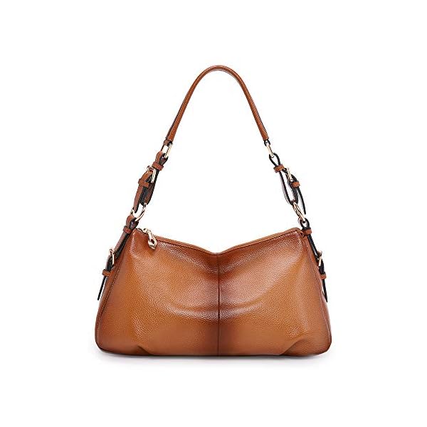 Kattee Soft Leather Hobo Handbags for Women, Genuine Top Handle Vintage Shoulder Purses (Brown)