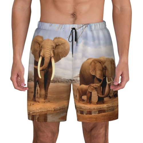 Traje de baño para hombre Elephant Family casual de verano con bolsillos