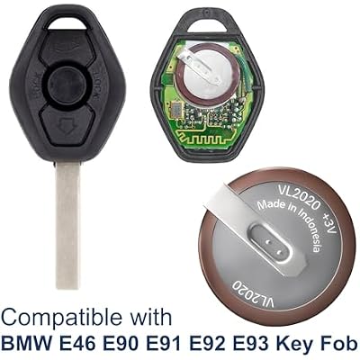 HQRP Battery Compatible with 3-Series BMW E46 E90 E91 E92 E93 LX8 FZV LX8FZV Key Fob KeyFob 90 Degrees Pins VL2020