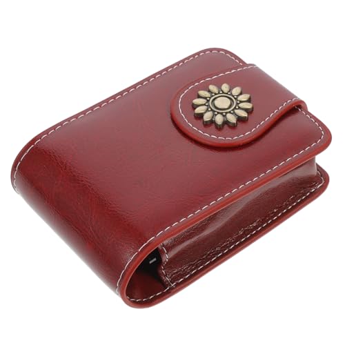 BAZEITFLOW レザー製口紅収納ポーチ 小型 鏡付き 持ち運び用リップケース ク