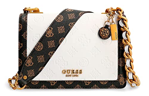 GUESS Bolso Bandolera Abey, Mujer, White Logo...