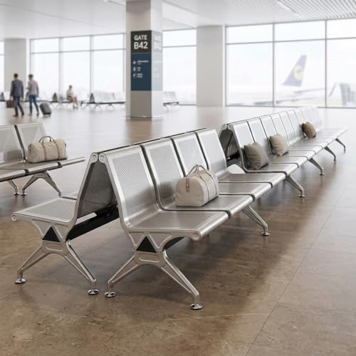 Sillas para sala de espera con sistema de asientos profesional en acero de dos plazas 7