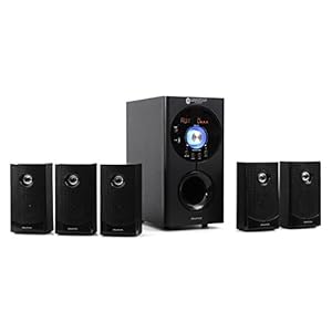 auna Concept 620 5.1 luidsprekersysteem (95 Watt RMS, OneSide Subwoofer, Balanced Sound Concept, Bluetooth, USB-poort, SD-slot, FM-tuner, incl. afstandsbediening) zwart