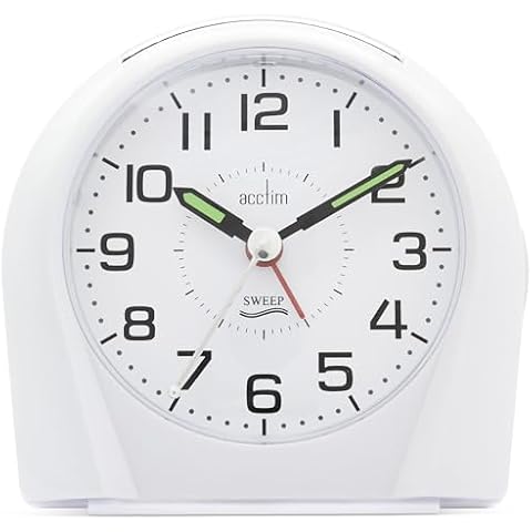 Acctim Europa Analogue Alarm Clock Non Ticking Sweep Quartz Luminous Hands Energy Efficient White 14112 Cover