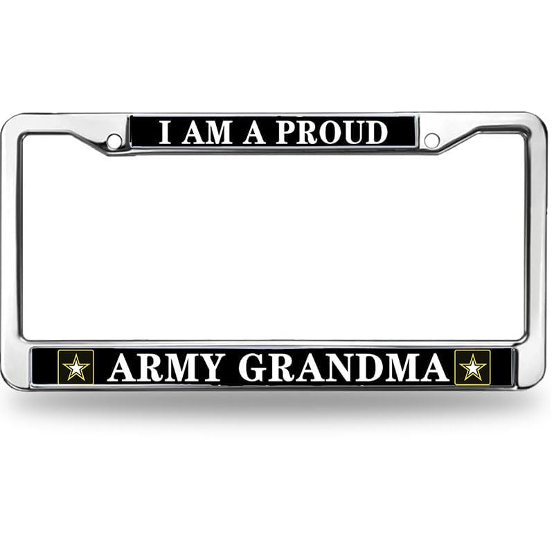 Image of US Army License Plate Frame for Father's Day Proud Army Grandson Rust-Proof License Plate Frame US Army Support License Plate Frame Healing Gift for Army Solider
