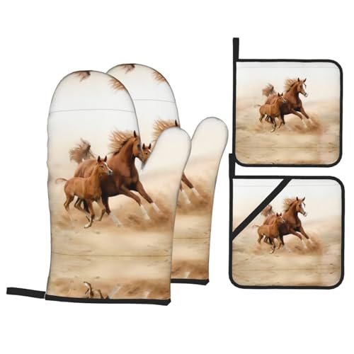Juego de 4 piezas para hornear con estampado de caballos resistente 2