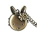 XVCHQIN Reloj de Bolsillo con Forma de Conejo Encantador Personalizado para niñas Retro Bronce Clásico Cazador Completo Colgante Collar de Cadena Reloj Juguete para niños, Bronce