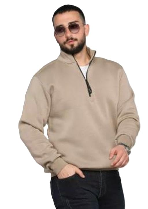 Mens Quarter Zip High Neck Sweatshirt Full Sleeve Cotton Blend Casual Winter Pullover Everyday Comfort Top-picture-22