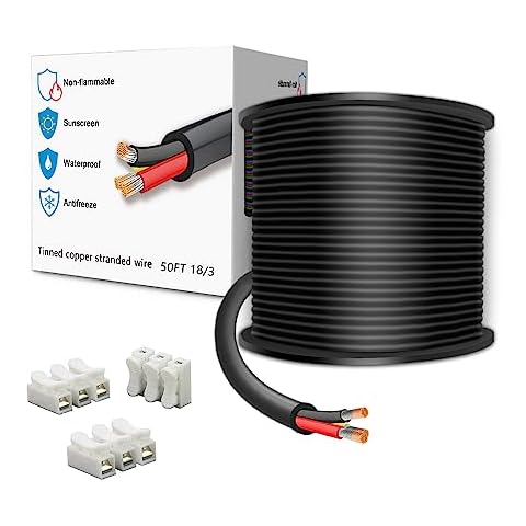 LEADTOPS 50FT 18 Gauge 18/3 3 Conductor Electrical Wire 3 Core Cable Cover
