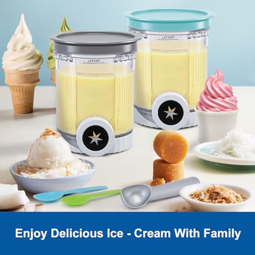 Image of Creami Pints and Lids for Ninja Swirl, 2 pack Creamy Icecream Containers Cups Jars Tubs Canisters Smoothie Pot Compatible with NC700 Series Creamer Ice Cream Cones Machine Serve Soft Maker Accessories