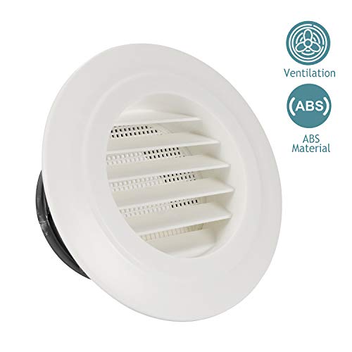 HG POWER 4 Inch Round Air Vent ABS Louver Grille Cover White Soffit Vent with Built-in Fly Screen Mesh for Bathroom Office Kitchen Ventilation